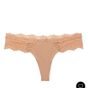 Victoria's Secret Dream Angels Beige Nude Thong Lace Panties Size Large